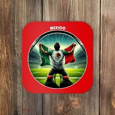 Cool Mexico National Soccer Team With Flag Coaster