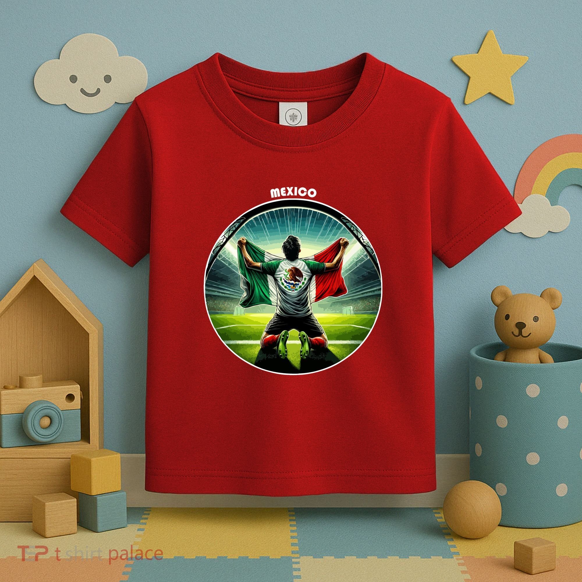Cool Mexico National Soccer Team With Flag Toddler T-Shirt