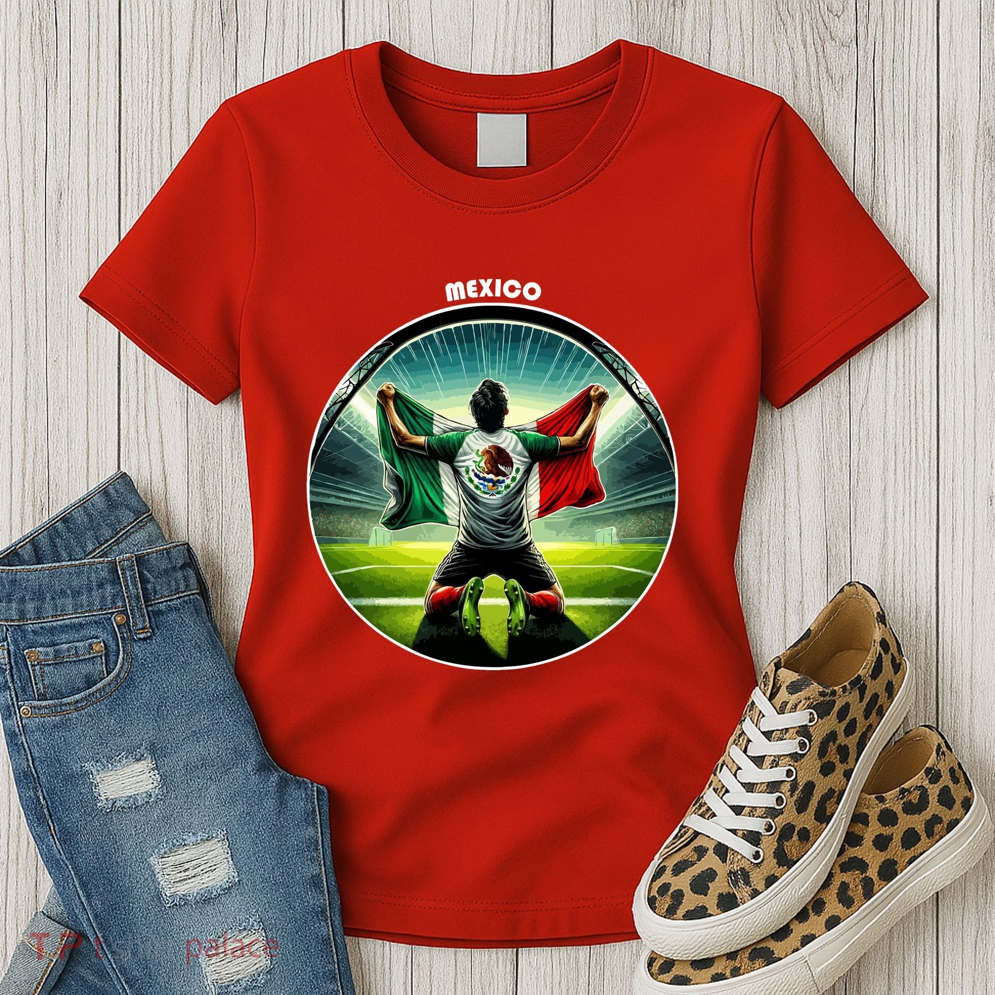 Cool Mexico National Soccer Team With Flag Women's T-Shirt