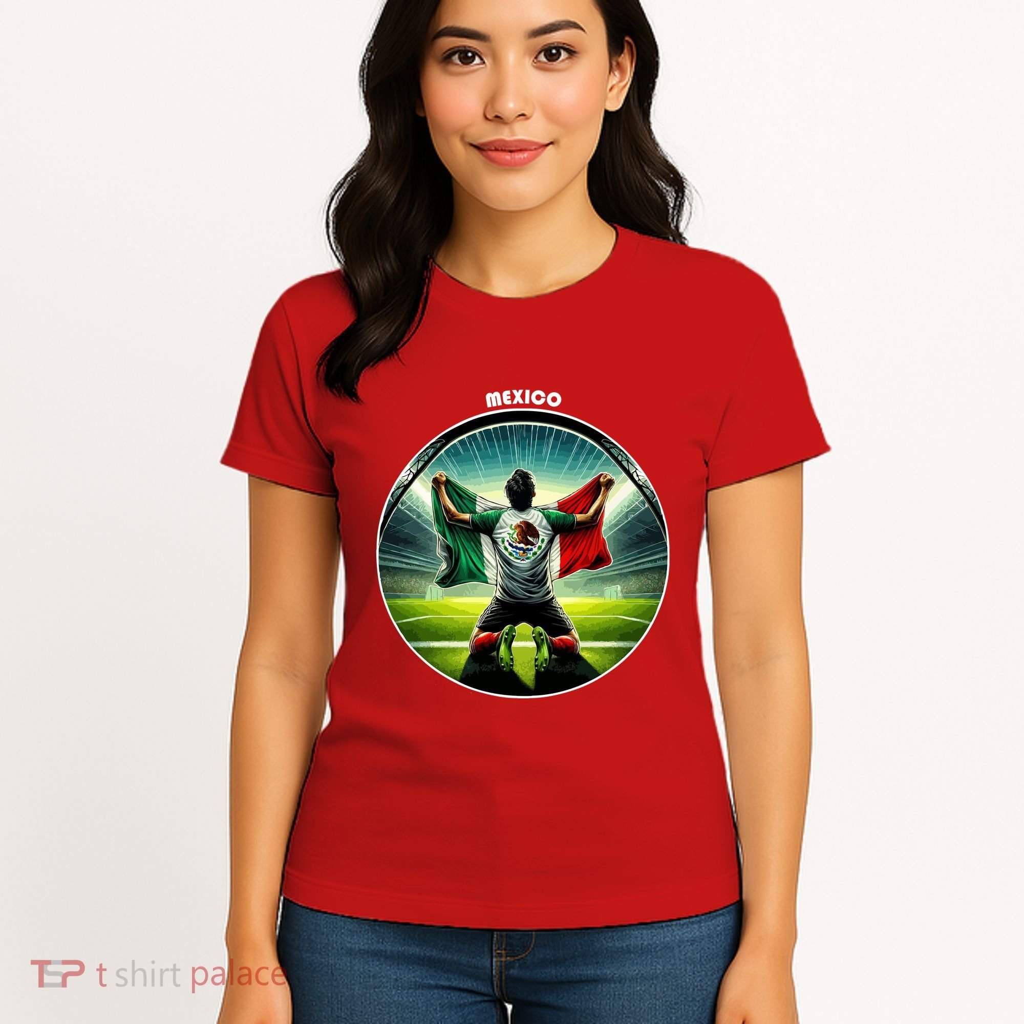Cool Mexico National Soccer Team With Flag Women's T-Shirt