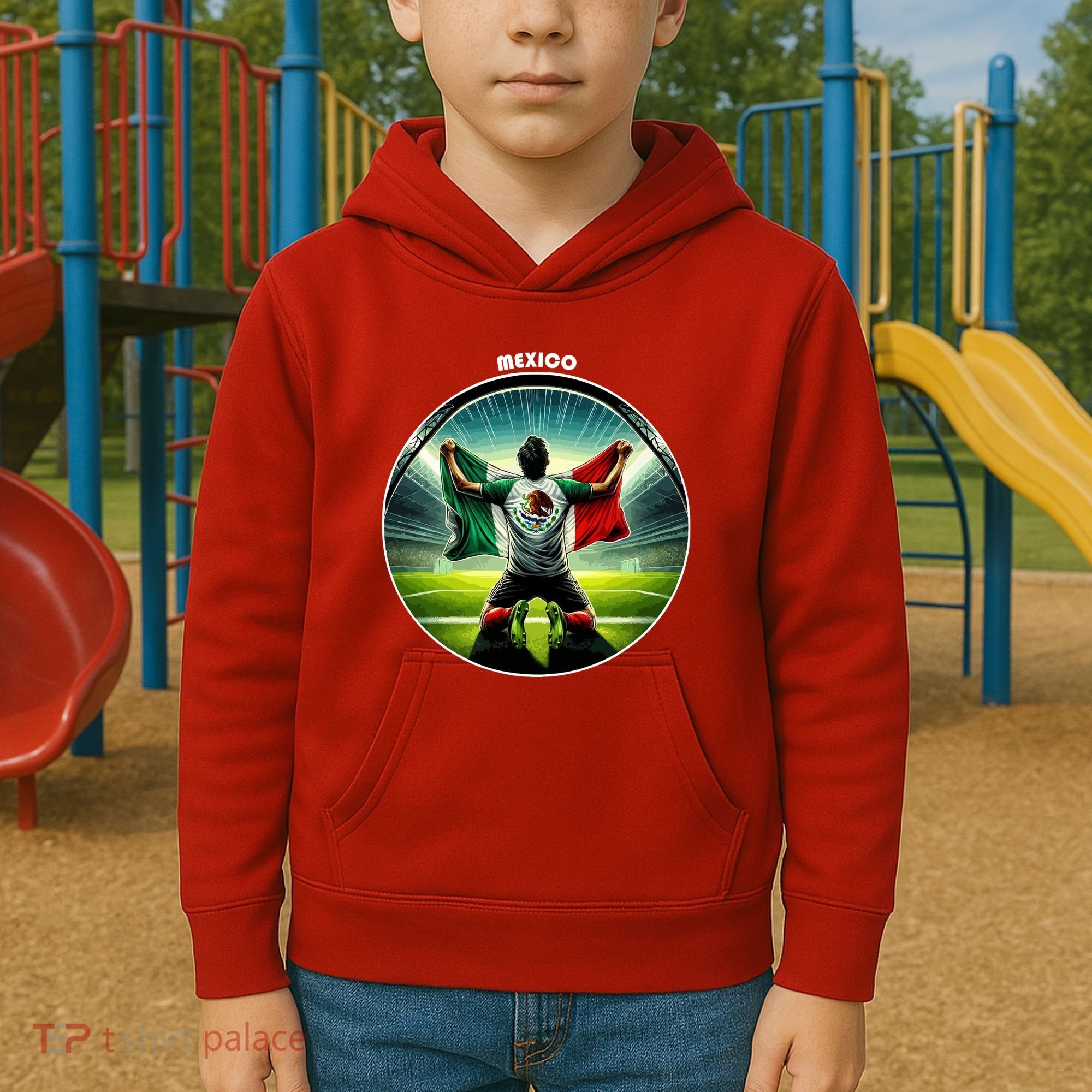 Cool Mexico National Soccer Team With Flag Kids Hoodie