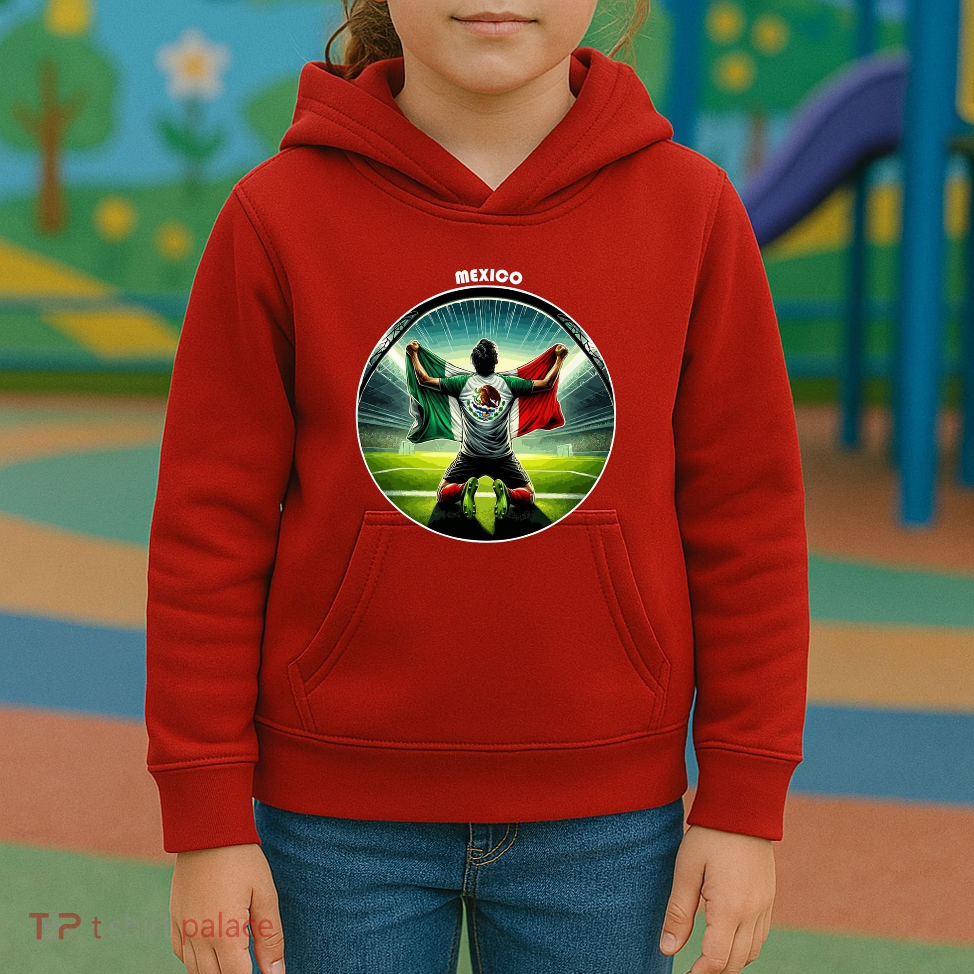 Cool Mexico National Soccer Team With Flag Kids Hoodie
