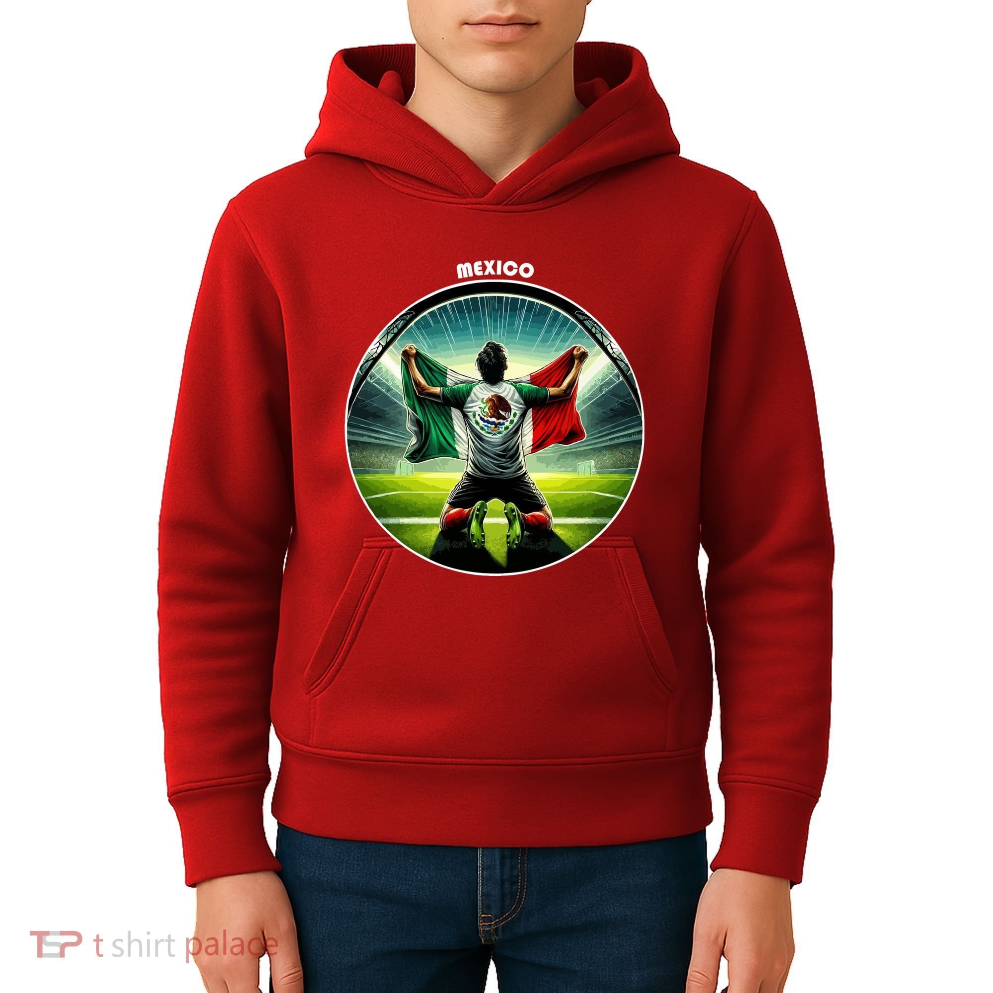 Cool Mexico National Soccer Team With Flag Kids Hoodie