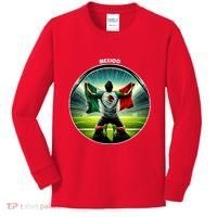 Cool Mexico National Soccer Team With Flag Kids Long Sleeve Shirt thumb 0