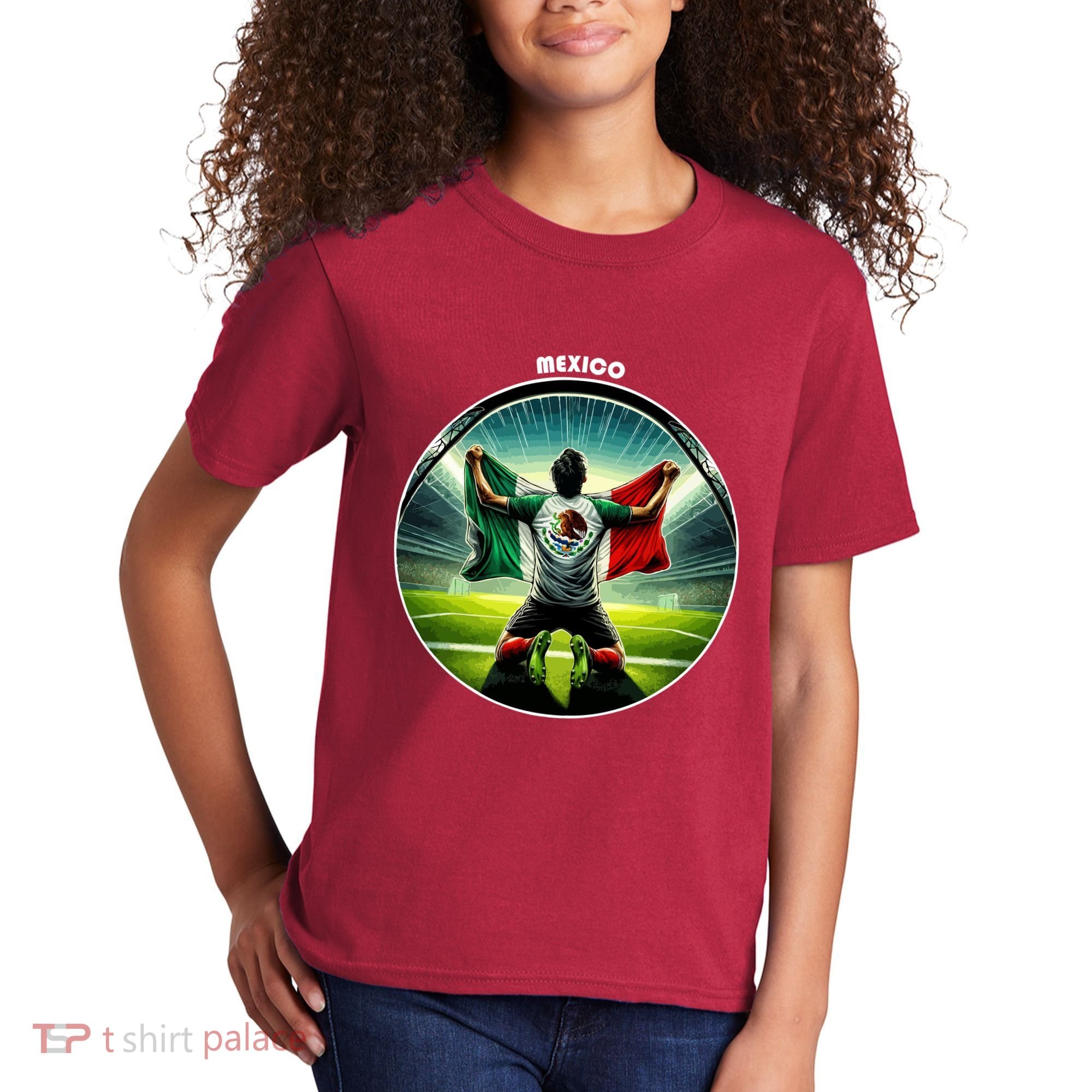 Cool Mexico National Soccer Team With Flag Kids T-Shirt