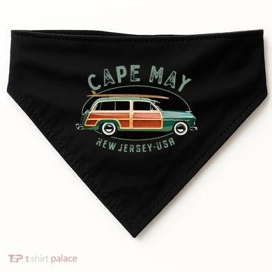 Cape May New Jersey Vintage Surfing Design USA-Made Doggie Bandana