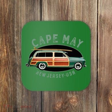 Cape May New Jersey Vintage Surfing Design Coaster