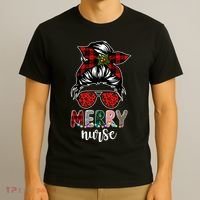 Cute Merry Nurse Christmas T-Shirt thumb 3