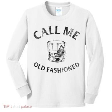 Call Me Old Fashionedcocktail Glass Kids Long Sleeve Shirt