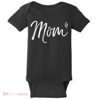 Cute Mom Of 4 Gift Quote Fun Fourth Child Announcement Mom^4 Baby Bodysuit thumb 0