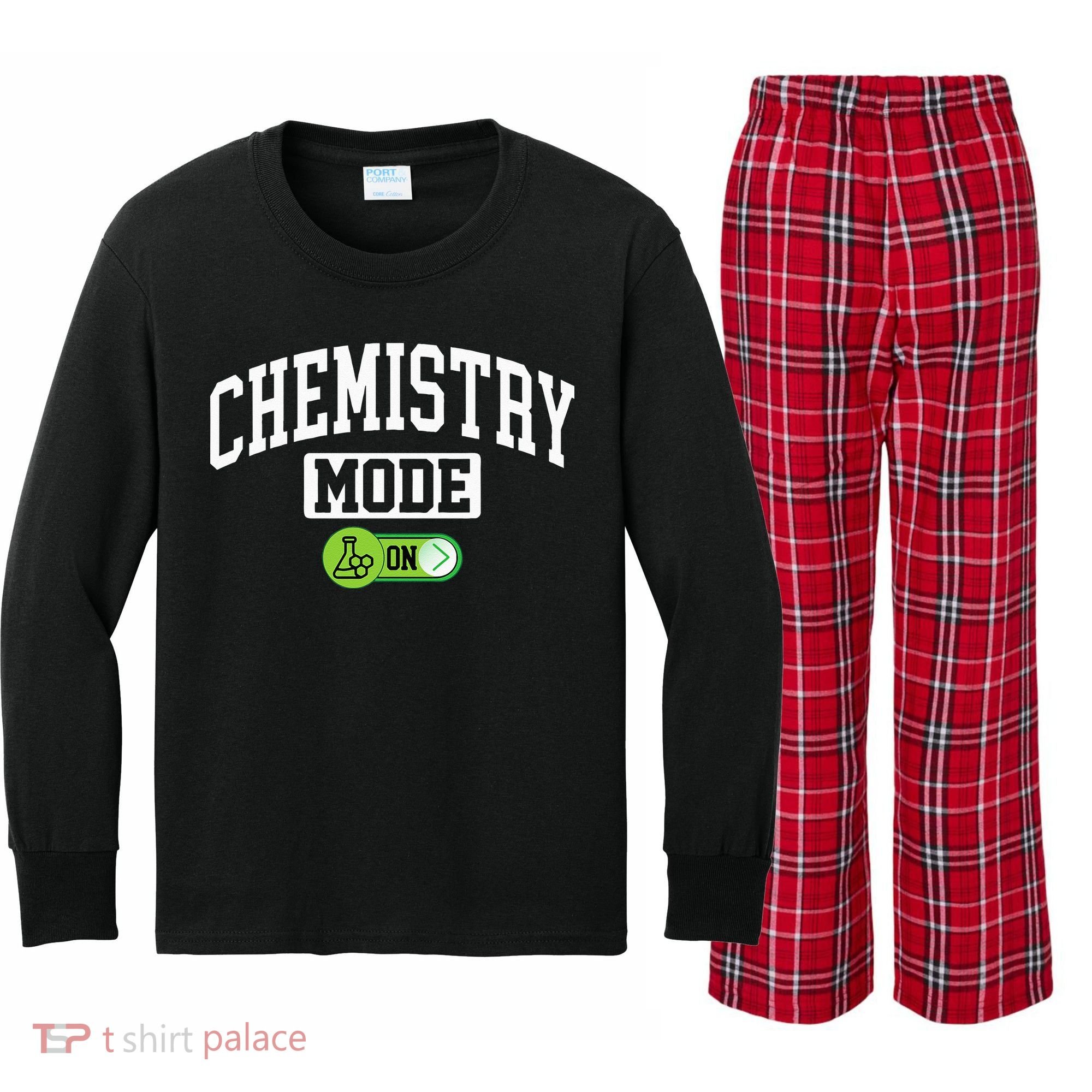 Chemistry Mode on Funny Science Chemistry Chemist Kids Long Sleeve Plaid Pajama Set