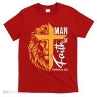 Christian Man Of God I Corinthians 16:13 Lion Cross T-Shirt thumb 0