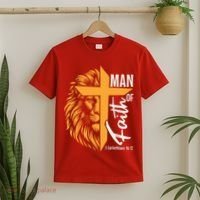 Christian Man Of God I Corinthians 16:13 Lion Cross T-Shirt thumb 2