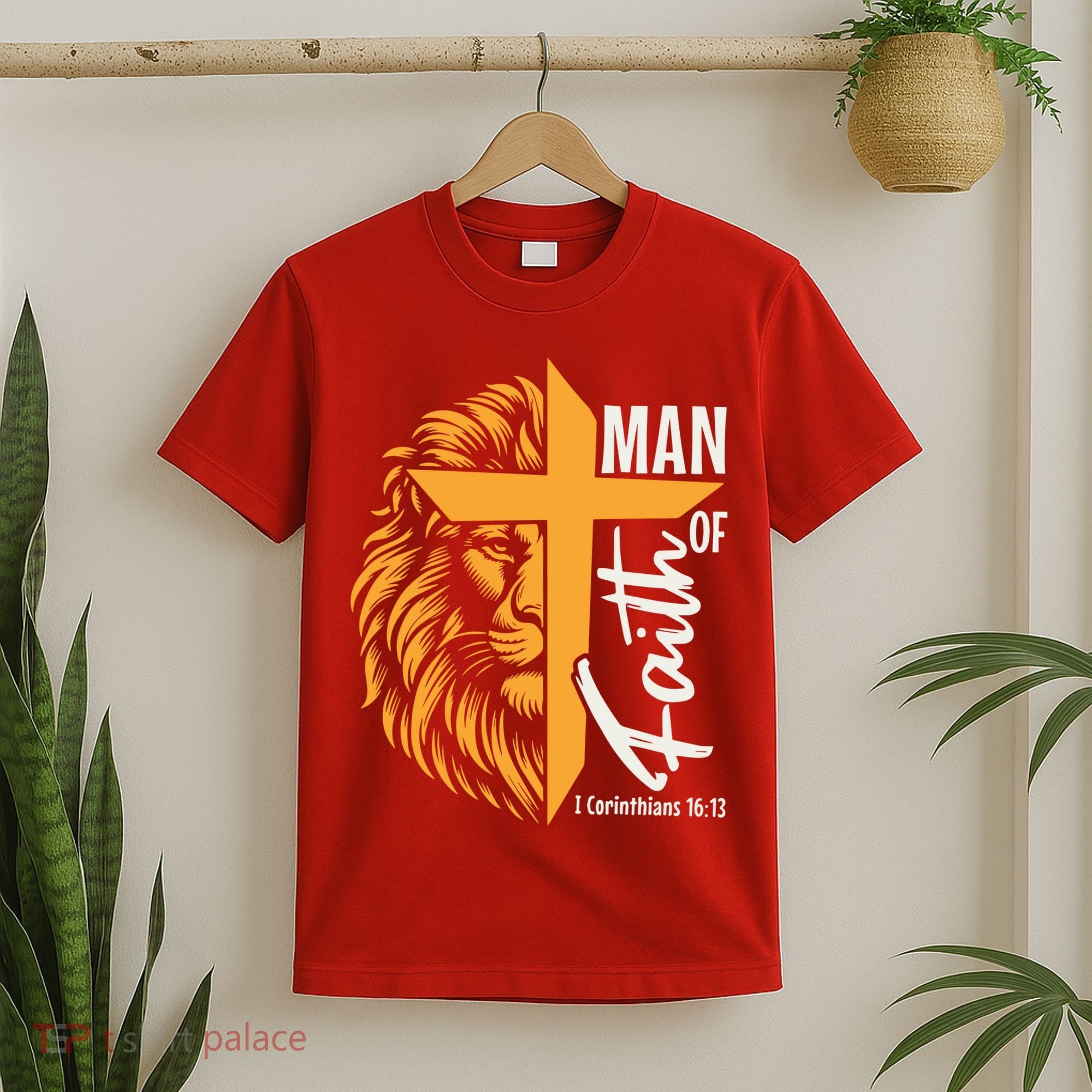 Christian Man Of God I Corinthians 16:13 Lion Cross T-Shirt