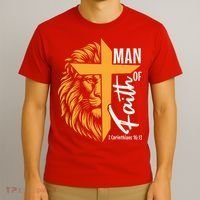 Christian Man Of God I Corinthians 16:13 Lion Cross T-Shirt thumb 3
