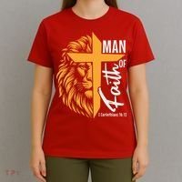 Christian Man Of God I Corinthians 16:13 Lion Cross T-Shirt thumb 4