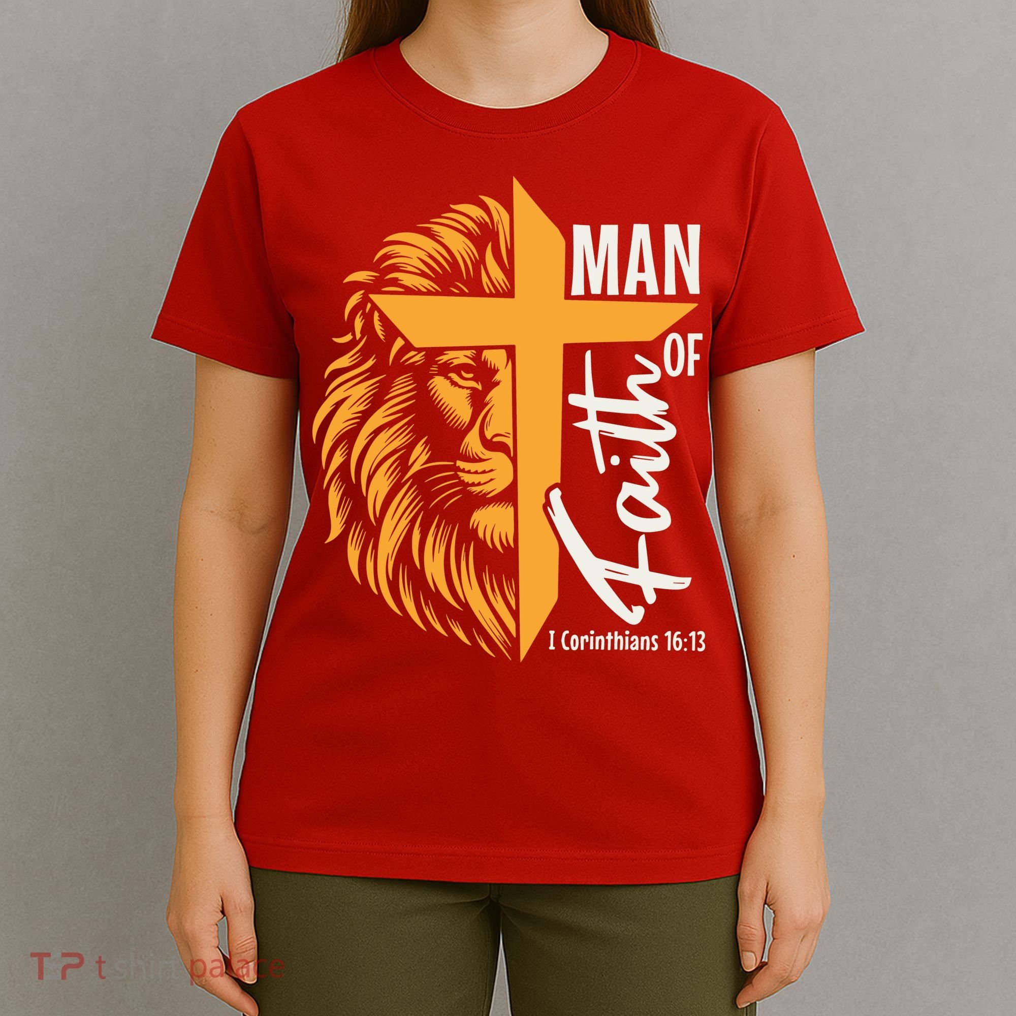 Christian Man Of God I Corinthians 16:13 Lion Cross T-Shirt