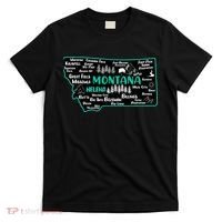 Cute map of Montana Helena Missoula Billings Kalispell T-Shirt thumb 0