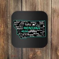 Cute map of Montana Helena Missoula Billings Kalispell Coaster thumb 0