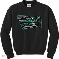 Cute map of Montana Helena Missoula Billings Kalispell Kids Sweatshirt thumb 0