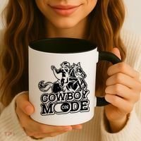 Cowboy Mode On Great Gift Horse Western Bull Rodeo Cowboy Great Gift Coffee Mug thumb 3