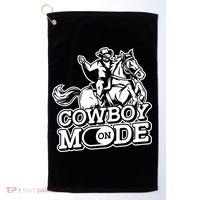 Cowboy Mode On Great Gift Horse Western Bull Rodeo Cowboy Great Gift Golf Towel thumb 0