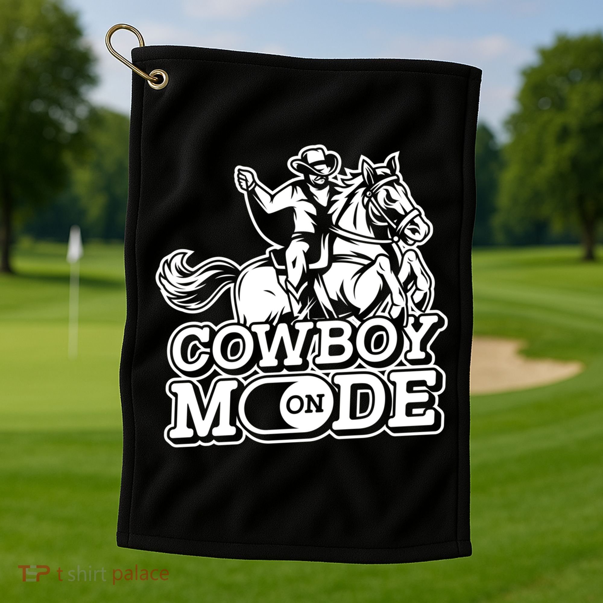 Cowboy Mode On Great Gift Horse Western Bull Rodeo Cowboy Great Gift Golf Towel
