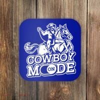 Cowboy Mode On Great Gift Horse Western Bull Rodeo Cowboy Great Gift Coaster thumb 0