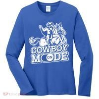 Cowboy Mode On Great Gift Horse Western Bull Rodeo Cowboy Great Gift Women's Long Sleeve Shirt thumb 0