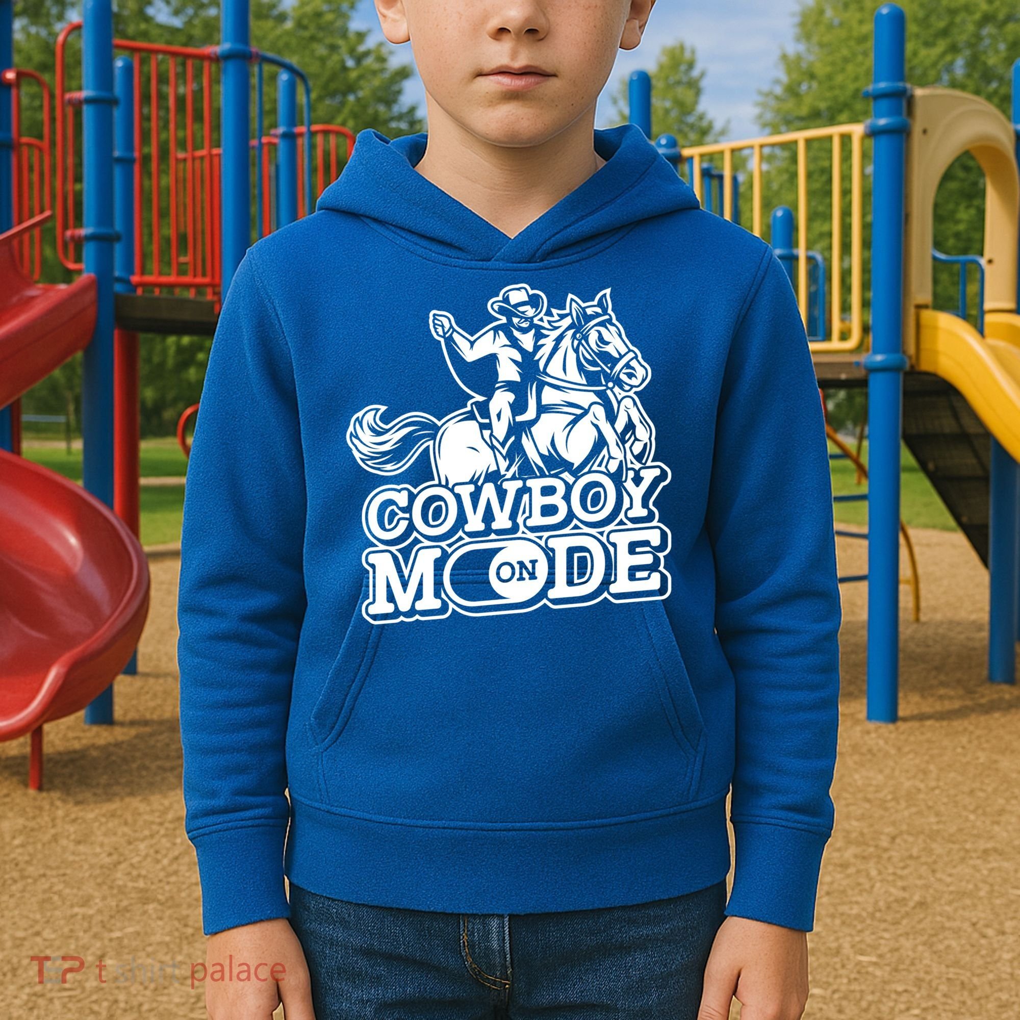 Cowboy Mode On Great Gift Horse Western Bull Rodeo Cowboy Great Gift Kids Hoodie