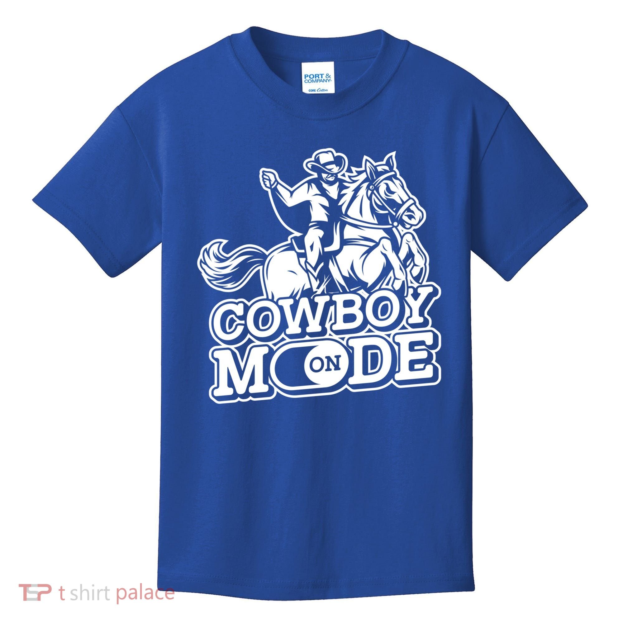 Cowboy Mode On Great Gift Horse Western Bull Rodeo Cowboy Great Gift Kids T-Shirt