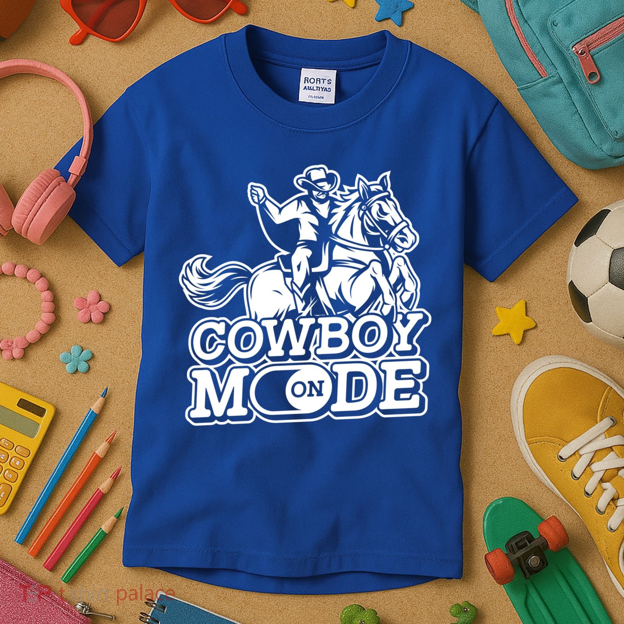 Cowboy Mode On Great Gift Horse Western Bull Rodeo Cowboy Great Gift Kids T-Shirt