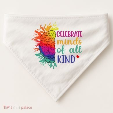 Celebrate Minds Of All Kind Neurodiversity Brain USA-Made Doggie Bandana