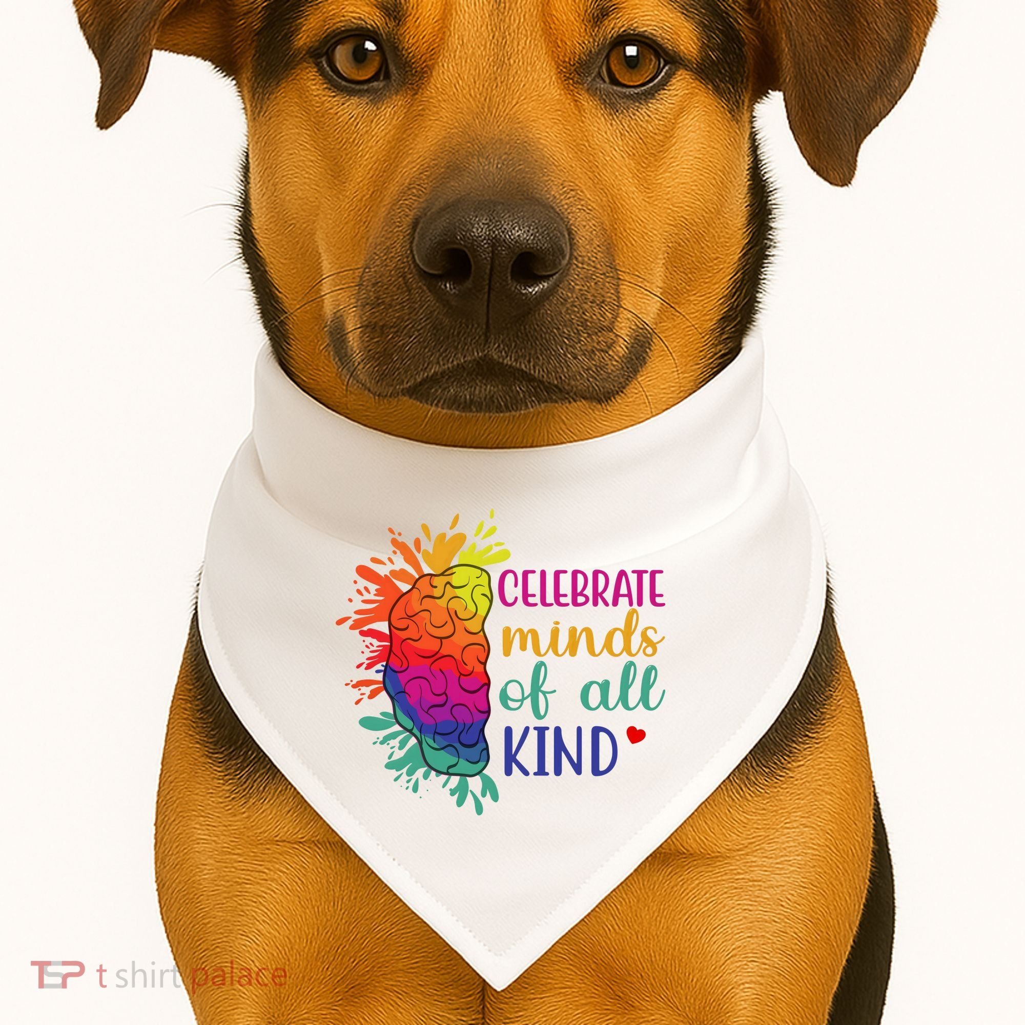 Celebrate Minds Of All Kind Neurodiversity Brain USA-Made Doggie Bandana