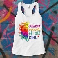 Celebrate Minds Of All Kind Neurodiversity Brain Women's Tank Top thumb 3