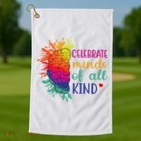 Celebrate Minds Of All Kind Neurodiversity Brain Golf Towel thumb 1