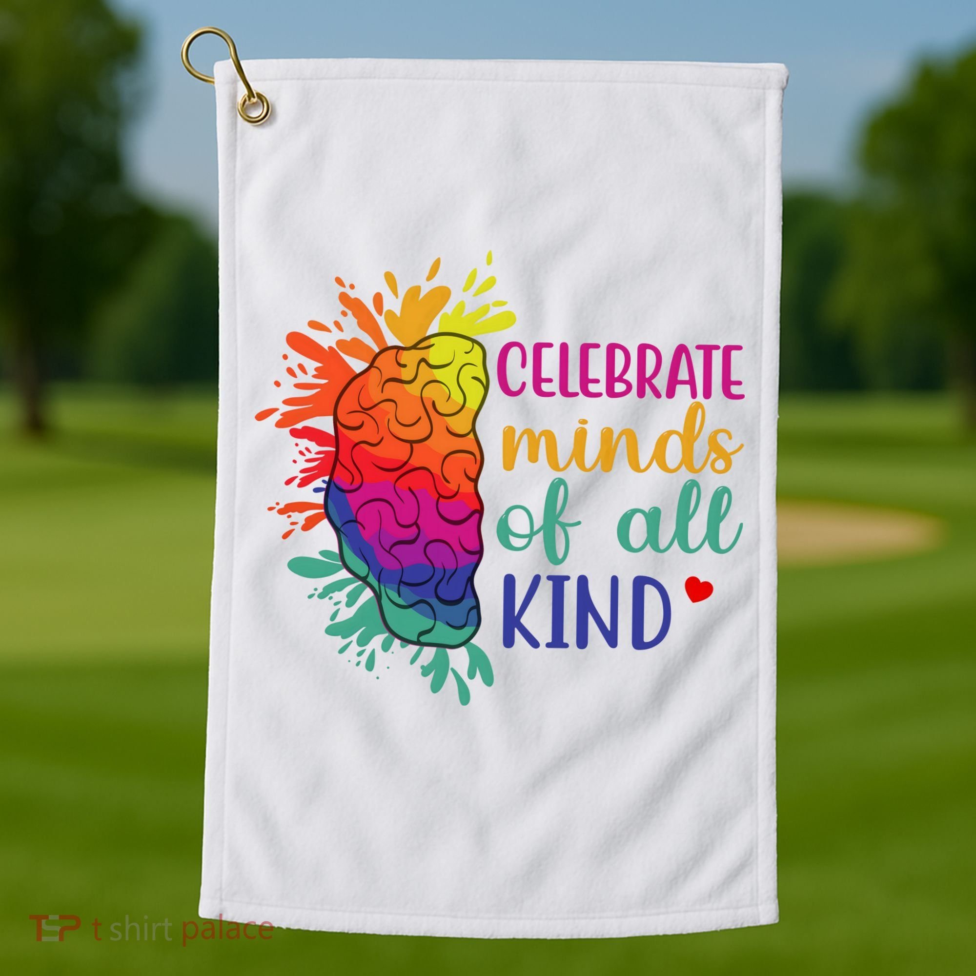 Celebrate Minds Of All Kind Neurodiversity Brain Golf Towel