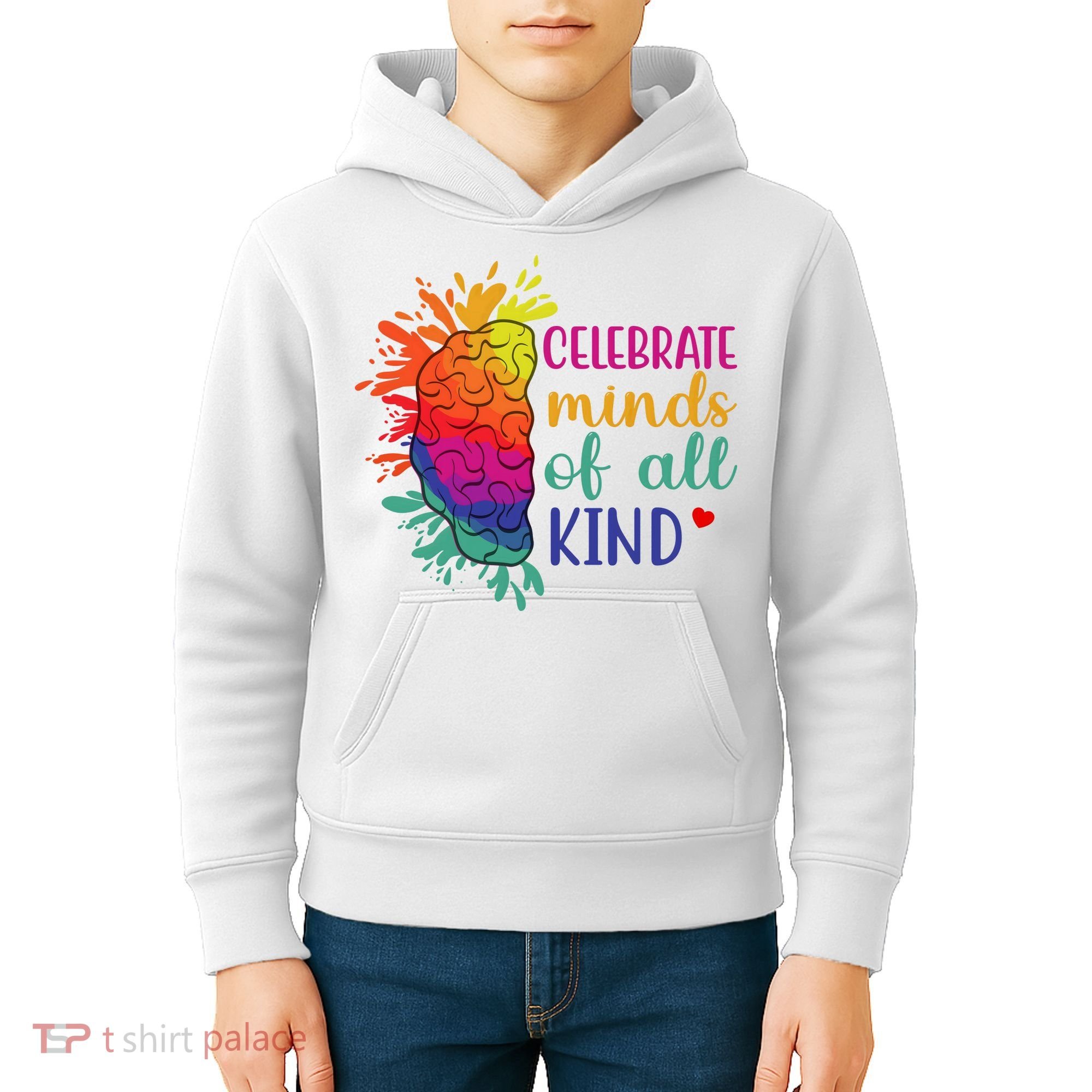 Celebrate Minds Of All Kind Neurodiversity Brain Kids Hoodie