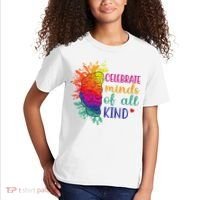 Celebrate Minds Of All Kind Neurodiversity Brain Kids T-Shirt thumb 2