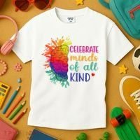 Celebrate Minds Of All Kind Neurodiversity Brain Kids T-Shirt thumb 3