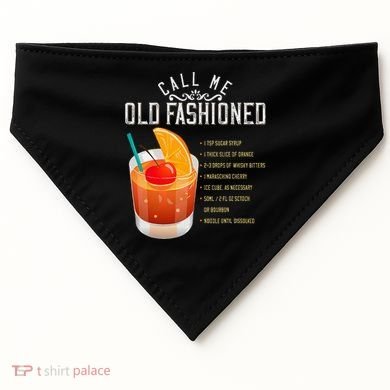Call Me Old Fashioned Whiskey Cocktail Drinking USA-Made Doggie Bandana