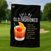Call Me Old Fashioned Whiskey Cocktail Drinking Golf Towel thumb 1