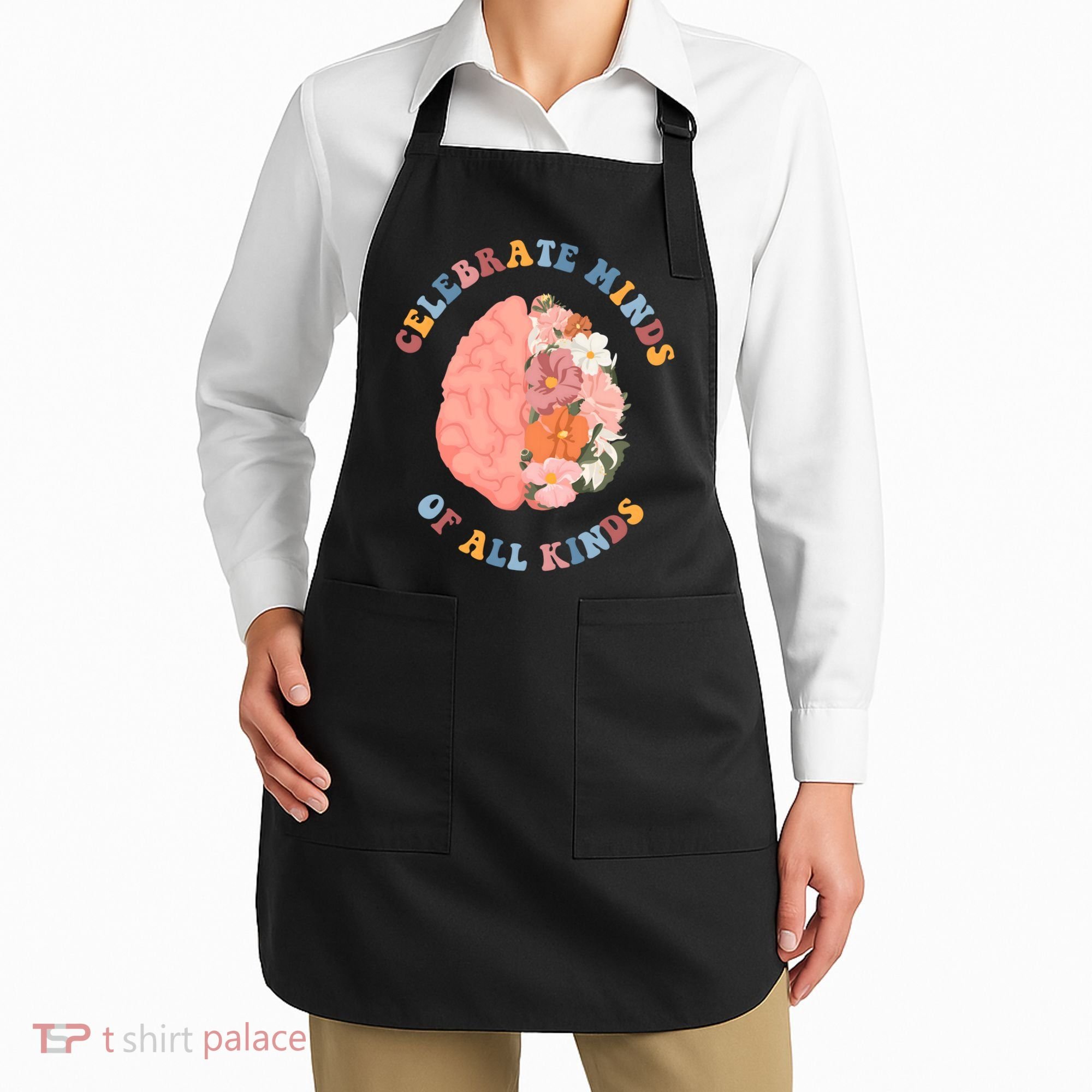 Celebrate Minds Of All Kinds Floral Brain Apron