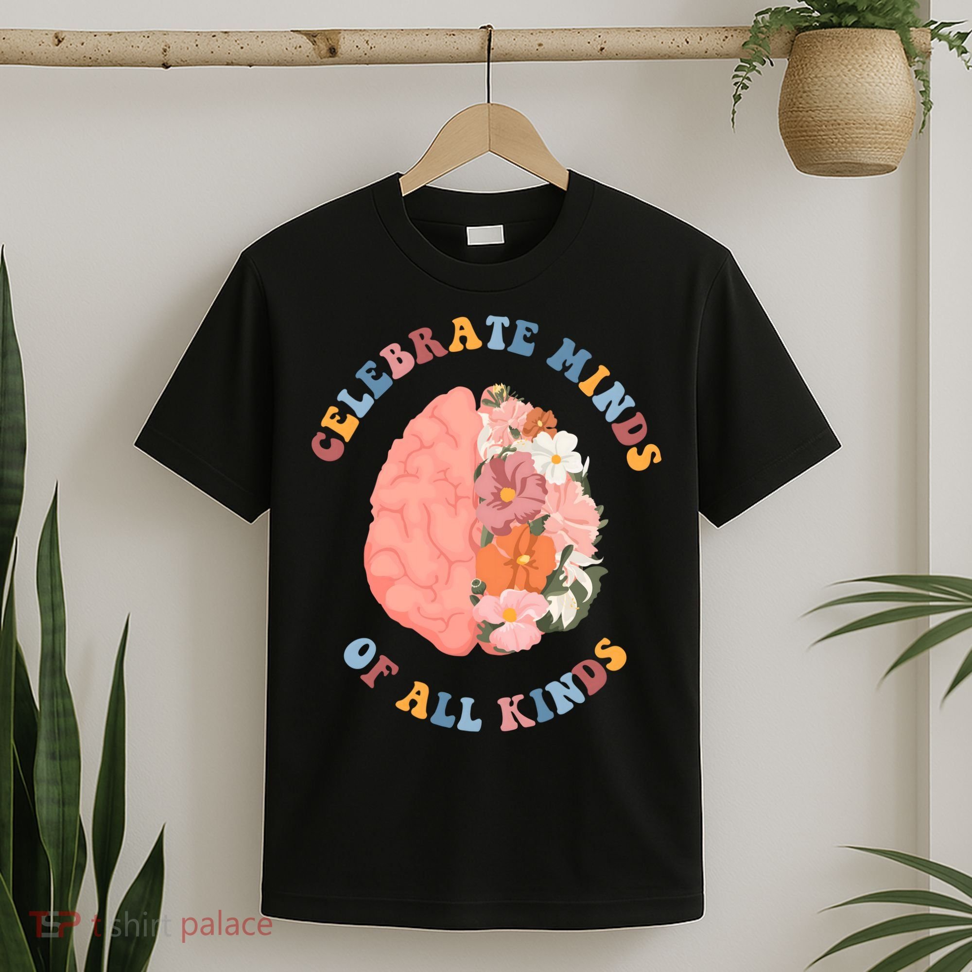 Celebrate Minds Of All Kinds Floral Brain T-Shirt