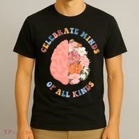 Celebrate Minds Of All Kinds Floral Brain T-Shirt thumb 3