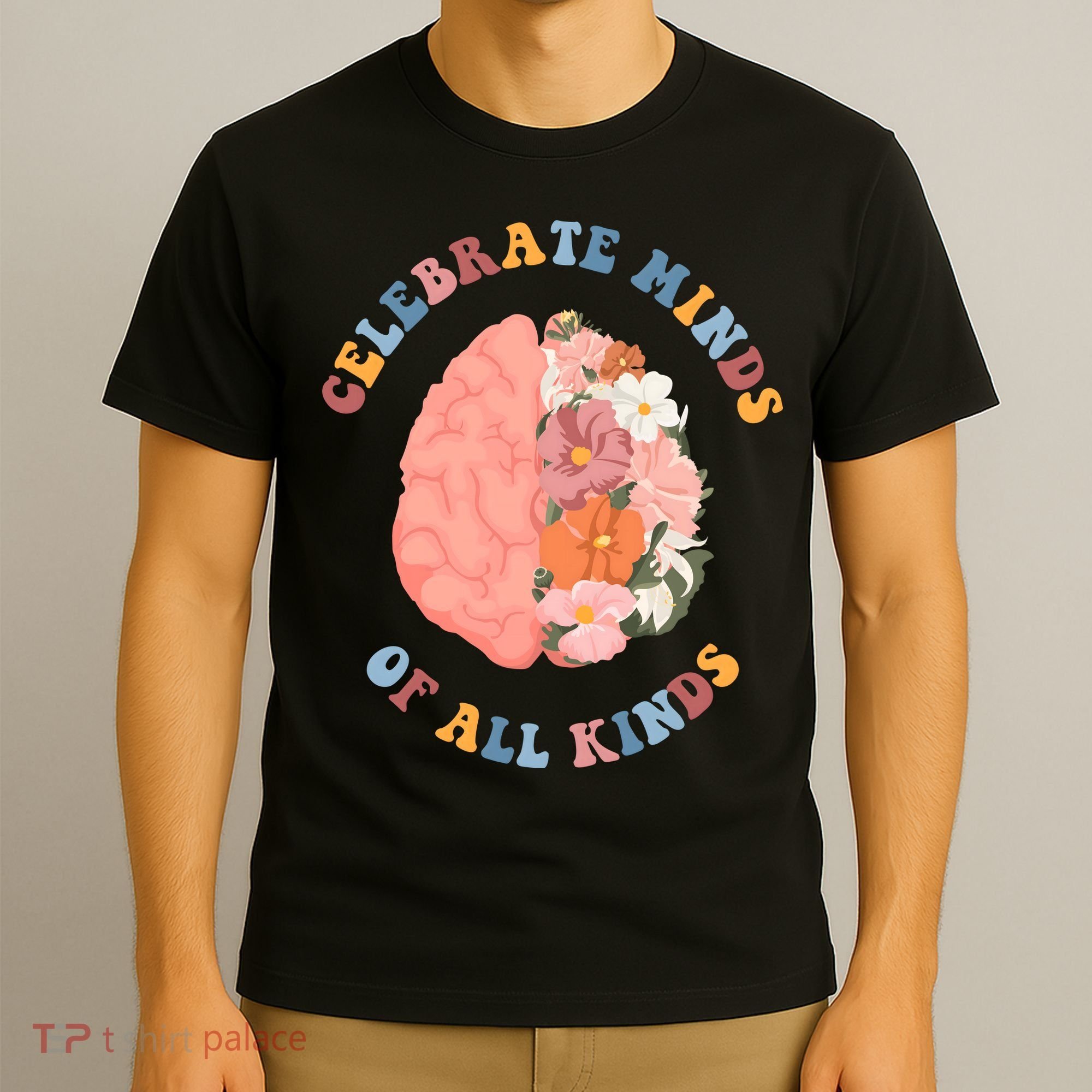 Celebrate Minds Of All Kinds Floral Brain T-Shirt