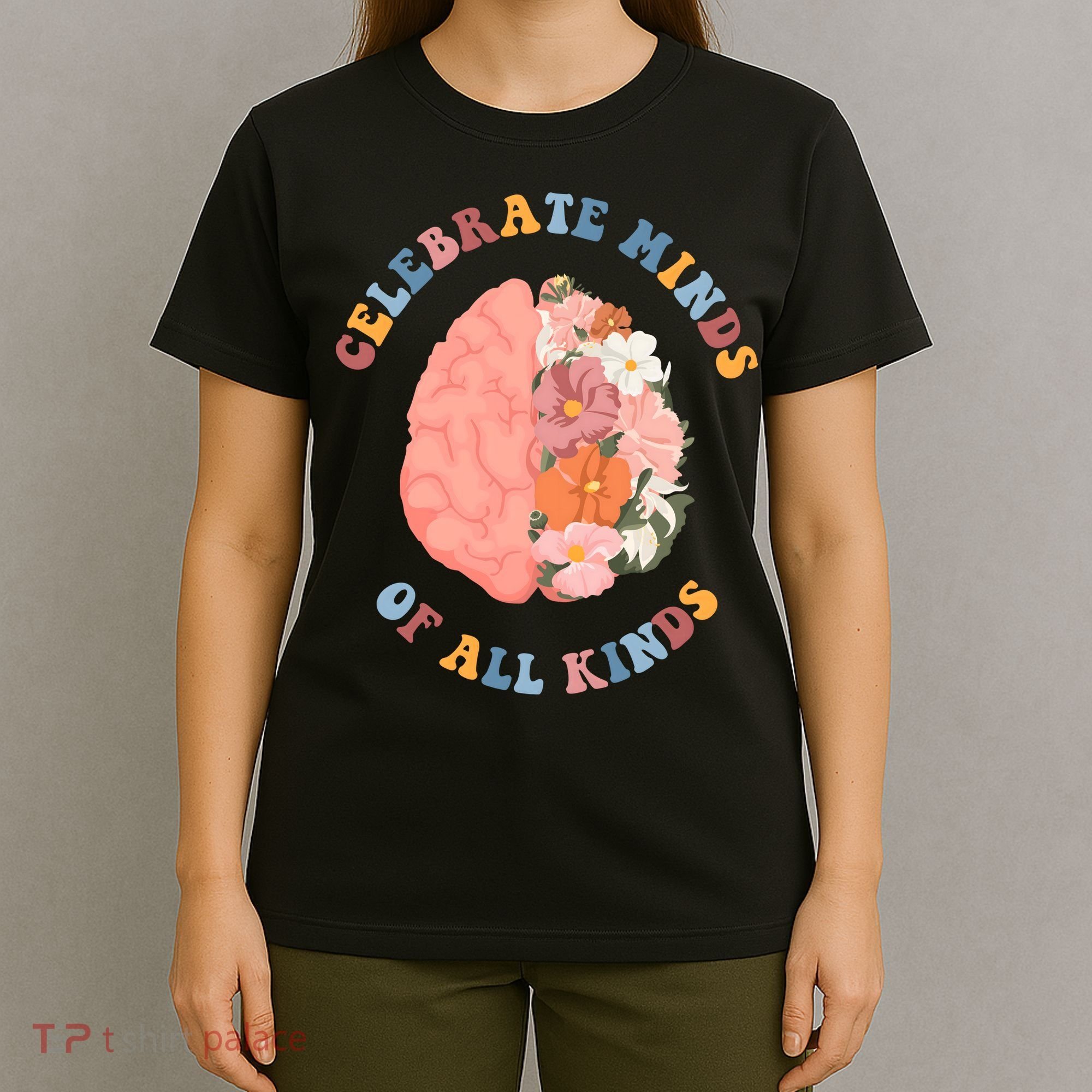 Celebrate Minds Of All Kinds Floral Brain T-Shirt