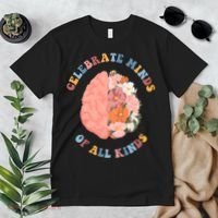Celebrate Minds Of All Kinds Floral Brain Premium T-Shirt thumb 2