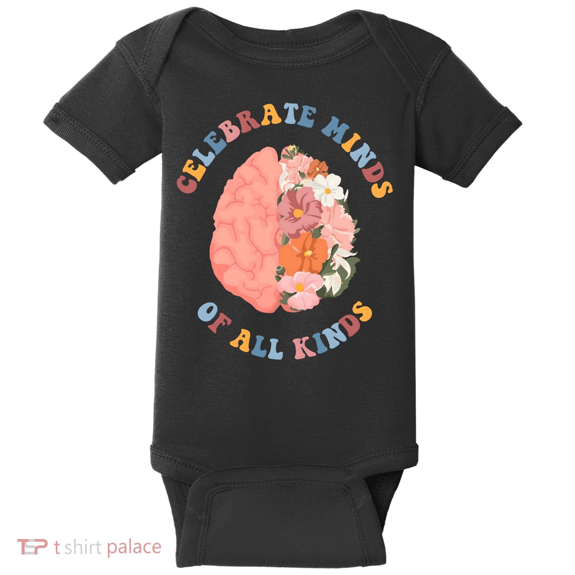 Celebrate Minds Of All Kinds Floral Brain Baby Bodysuit