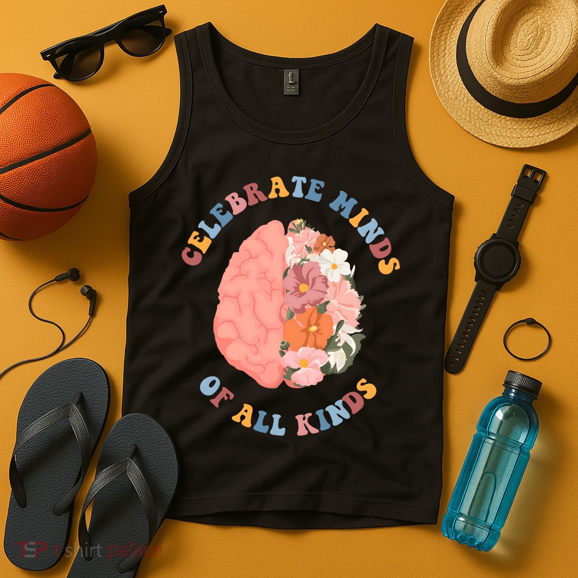 Celebrate Minds Of All Kinds Floral Brain Tank Top